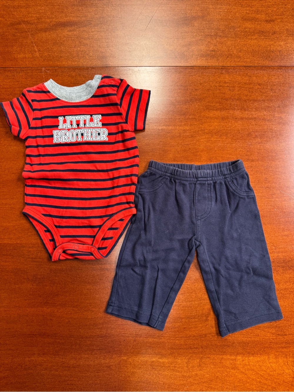 Carter’s Baby Boy Little Brother Outfit Set 6 Months 2 Piece